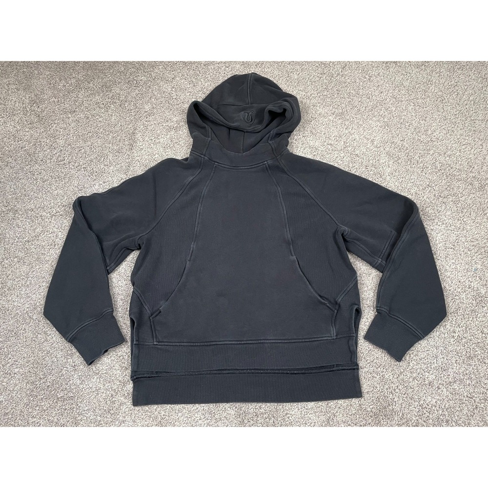 Lululemon Sweater Womens XS Small Black Scuba Oversized Side Slit Hoodie Sporty